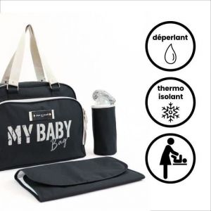 Image de Baby on Board Sac à langer quotidien SIMPLY BABYBAG - Noir - Grande Capacité - Matelas à langer - Porte Biberon Isotherme