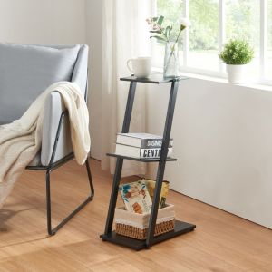 Tagère autoportante Rollag à 3 niveaux métal 72 x 40 x 25 cm noir [en.casa]