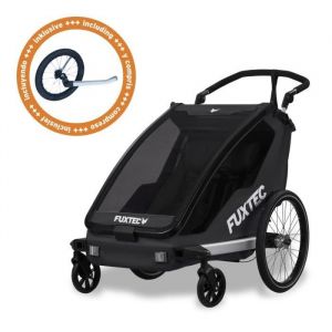 Fuxtec Remorque à Vélo - Sport Cruiser - 2-en-1 - Aluminium - Pliable - Noir