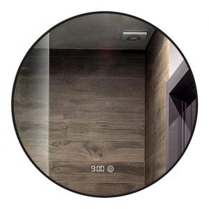 Mirlux Miroir de salle de bain avec éclairage LED et chauffage - Miroir mural rond - Miroir de douche anti-condensation - Noir mat - 60CM