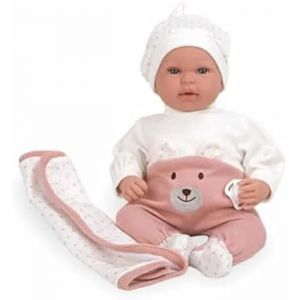 Arias Poupée Elegance Mies Rose 45 cm avec couverture et mécanisme de rire 65351