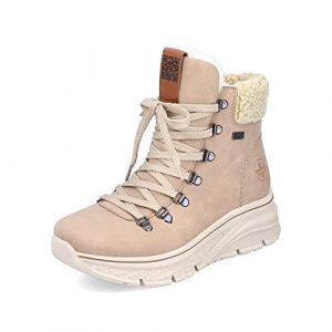 Rieker Femme Bottes 48034, Dame Bottes d'hiver,Semelle intérieure Amovible,Hydrofuge TEX,Bottes à Lacets,Chaud,Marron (Braun / 20),37 EU / 4 UK