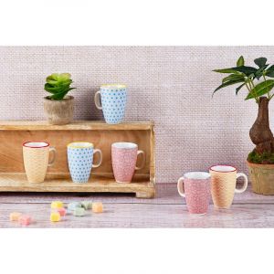 Lot de 6 tasses en porcelaine multicolore D5