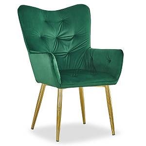 Image de Menzzo Fauteuil scandinave Cronin Velours Vert pieds Or