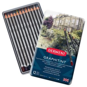 Image de Derwent Boîte Crayons de couleur aquarellables Graphintint - 12 pcs