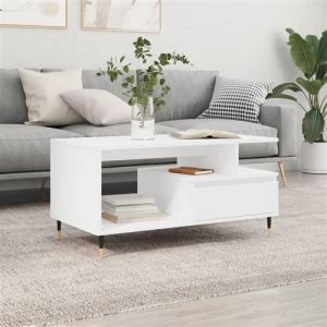 vidaXL Table basse Blanc 90x49x45 cm Bois d'ingénierie 831012
