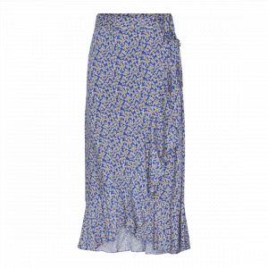 Jupe midi bleu en viscose