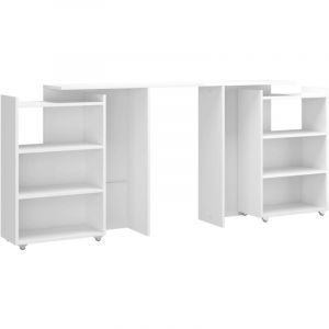 Alter T&ecirc;te de lit avec une &eacute;tag&egrave;re de chaque c&ocirc;t&eacute;, blanc brillant, 144 x 79 x 28 cm