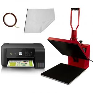 Pixmax Presse à Chaud Transfert Sublimation 38x38cm T Shirt diy & Imprimante Ecotank Rouge