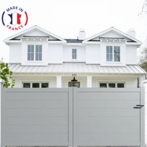 Packit Portail aluminium coulissant plein en kit dimensions L.3000 (entre piliers) X H.1500 mm Couleurs Gris clair (RAL 7035)