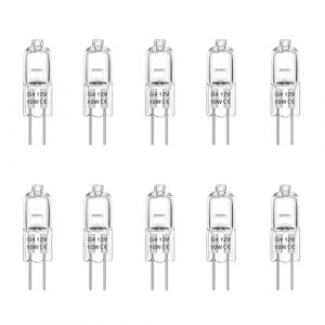 Rpanle Lot de 10 Ampoule Halog&egrave;ne G4 10W 12V Lampe de Base &agrave; Broche Halog&egrave;ne Techgomade,Blanc Chaud 3000K Classe &eacute;nerg&eacute;tique G