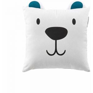 Coussin - DOUCEUR D'INTERIEUR - Tête d'Ours - 40x40 cm - Blanc - Intérieur