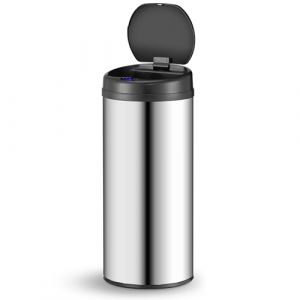 Poubelle automatique / Poubelle / Poubelle à détecteur - 50 litres - Argenté - Rond