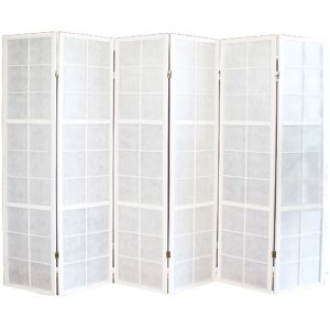 Pegane Paravent japonais bois blanc - 6 pans -