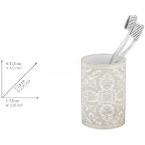 Wenko Lot de 3 accessoires salle de bain Ortezzano, Distributeur de Savon 250ml, Gobelet à Dents, Brosse WC en silicone à tête remplaçable,