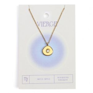 Nature & Découvertes Collier du zodiaque acier doré et strass en verre collection Aura