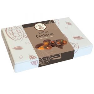 Coffret du confiseur &ndash; Assortiment d&rsquo;orangettes de cl&eacute;mentines tranches et de mendiants 170gr