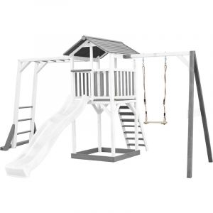 Axi Structure de jeu Beach Tower avec structure de jeu et 1 balancoireBlanc Gris avec Toboggan Blanc - Référence : A025.131.92