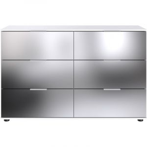 Pegane Commode à tiroirs, meuble de rangement coloris blanc - Longueur 130 x Hauteur 83 x Profondeur 41 cm -