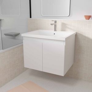 Aurlane Meuble salle de bain effet bois blanc 46x60x49cm