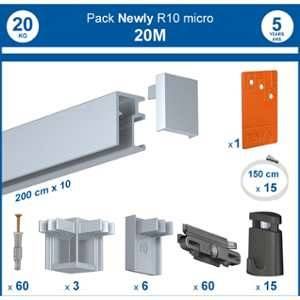 Image de Newly Pack cimaises MICRO PERLON - 20 m&egrave;tres - Aluminium anodis&eacute; - 117 mm