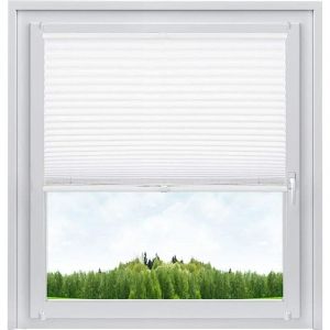 WOLTU Store plissé opaque, Installation rapide et directement sans perçage, Store pour Fenêtre en 100% polyester, 105x130cm, Blanc