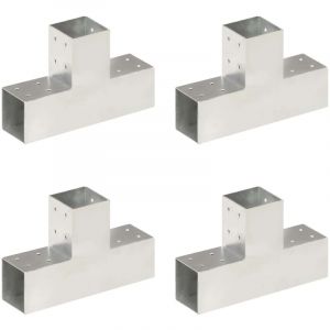 Image de VidaXL Connecteurs de poteau 4 pcs Forme en T Métal galvanisé 81x81 mm