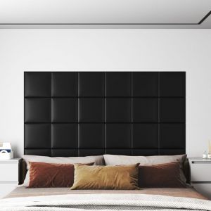 VidaXL Panneaux muraux 12 pcs Noir 30x30 cm Similicuir 1,08 m²