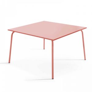 Oviala Table &agrave; manger carr&eacute;e en acier argile 120 cm - Palavas - Rose