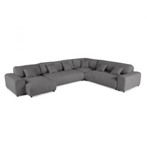 Garance - canapé modulable d'angle droit - 8 places - en velours côtelé - Gris foncé