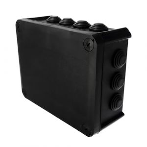 Boîte de dérivation étanche en saillie, presse-étoupes, couvercle à visser 190x150x75mm IP66 noir edo Technic
