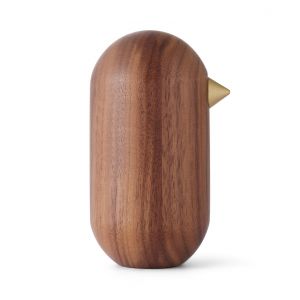 Image de Normann Copenhagen Figurine Little Bird / H 10 x Ø 5,2 cm or,noyer naturel en bois