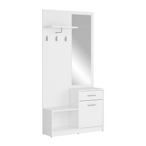 Meuble entrée stratifiés beige et blanc