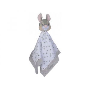 Image de Nicotoy Panpan lapin gris : grand doudou plat lange blanc et gris 39 x 39 cm - peluche disney pour enfant et bebe - naissance