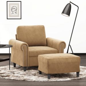 VidaXL Fauteuil avec repose-pied Marron 60 cm Velours canap&eacute; fauteuil fauteuil TV canap&eacute; simple canap&eacute; canap&eacute; relax 3201212