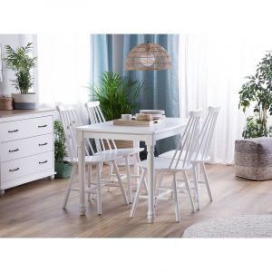 Beliani Table à manger en bois blanc 120 cm CARY