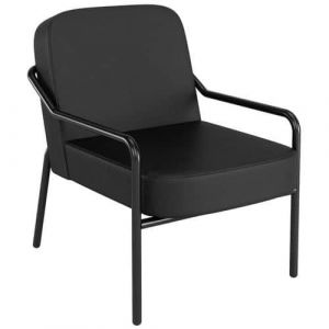 Meet Fauteuil d'accueil Medso "M" en simili-cuir Gris - pieds métal Noir