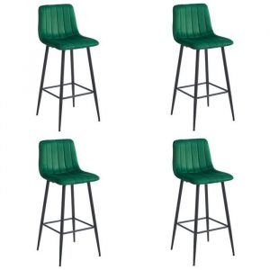 Tabouret POZZA - velours vert foncé / pieds noirs x 4