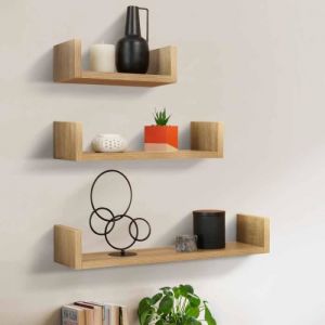 Idmarket Lot de 3 étagères murales façon hêtre 60/45/30 cm Bois