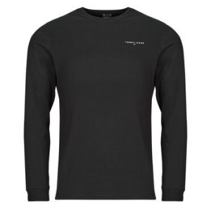 Tommy Jeans T-Shirt Manches Longues Homme Slim Fit Linear en Coton, Noir (Black), M