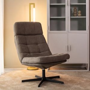 LABEL51 Fauteuil Alvar - Marron - Tissu - Excl. Hocker - Pivotant