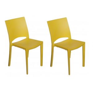 Image de Declikdeco : Lot de 2 chaises polypropylène jaunes MILLY