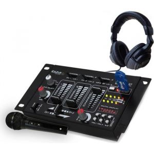 Ibiza Sound Table de mixage DJ21BT - 4 voies 7 entrées USB/Bluetooth - casque DJ - micro noir