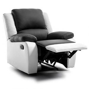 Image de RELAX Fauteuil relaxation - Simili blanc et gris - Style contemporain - L 86 x P 90 cm - Relaxation - Simili blanc et gris - Contemporain - L 48 x P 54 cm