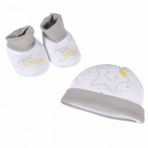 Lot Bonnet & Chaussons "étoile" 0 à 1 Mois Gris Prix