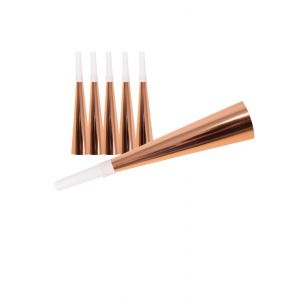 6 Trompettes en carton rose gold 19 cm