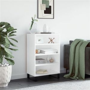 VidaXL Buffet Haut, Armoire avec Étagère et Pieds, Meuble de Rangement Salle de Séjour Salon Intérieur, Moderne, Blanc Bois d'Ingénierie
