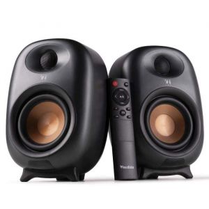 Audizio RS80 Enceintes de Monitoring Actives 160W Set Bibliothèque Studio avec Woofer 65 et Tweeter 1 BT Design Noir Élégant