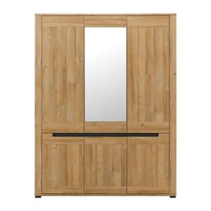 Armoire 6 portes Miroir Chêne/Gris - CRACOVIE - Contemporain - Design - Adulte