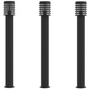 Lampadaires d'extérieur 3 pcs 110 cm acier inoxydable noir 02_0042546